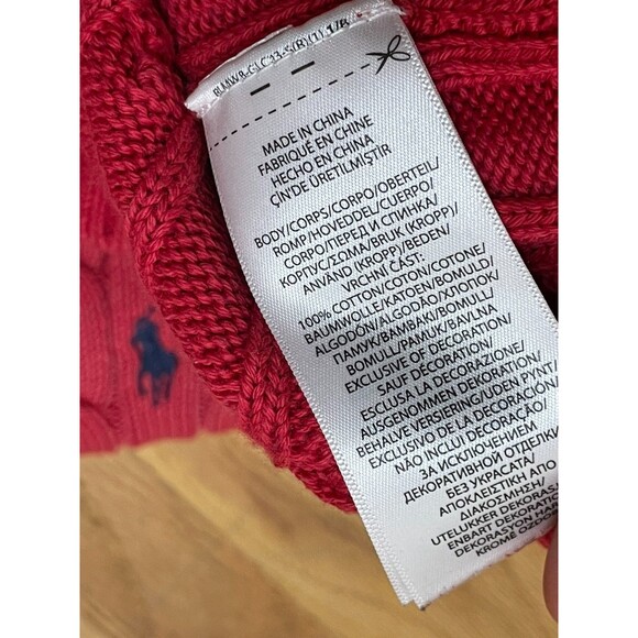 Polo Ralph Lauren Women's L Red Sweater Cotton Cable Knit Pony Classic Preppy - Picture 11 of 11